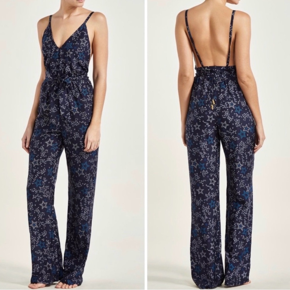 NWT Paloma Blue Silk “Eclipse” Star Print Jumpsuit